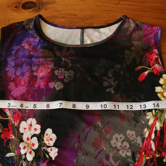Sleeveless Dress Black Grey Floral Soft Jersey - Picture 10 of 12